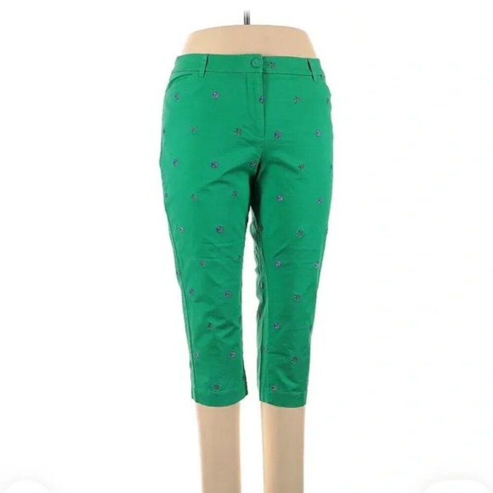 Talbots Green Embroidered Capri Pants